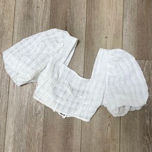 White Puff Sleeve Crop Top